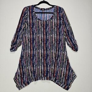 Premise Studio Tunic Blouse Multi Color Stripes Size Large